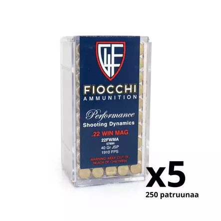 Fiocchi .22WMR JSP patruuna - Muut pienoiskiväärinpatruunat - 762344710044_250 - 1