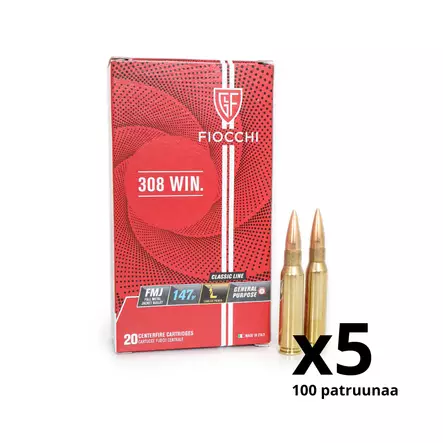 Fiocchi .308 Win. 9,52g FMJ patruuna - .308 Winchester kiväärinpatruunat - 762344040417_100 - 1