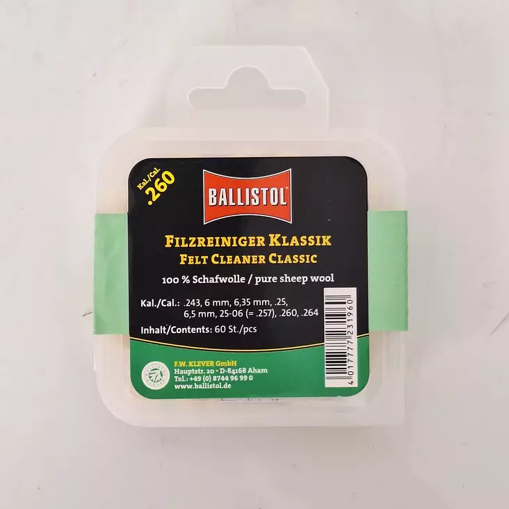 Ballistol 6-6,5mm (.260)puhdistustulppa - Huopatulpat - 4017777231960 - 1