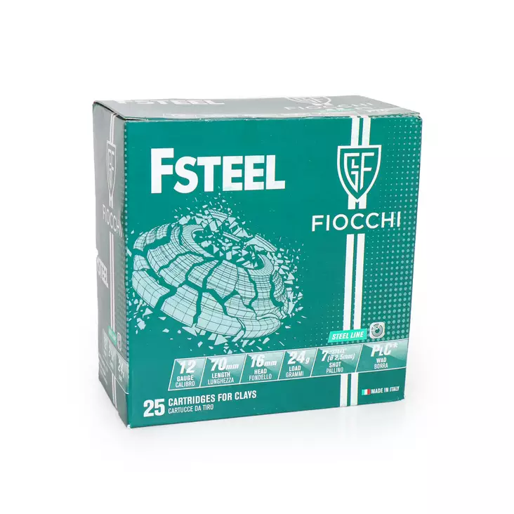 Fiocchi F Steel 24g 12/70/16 no:7 Trap - 12/70 Trap / Skeet haulikonpatruunat - 762344089010 - 1