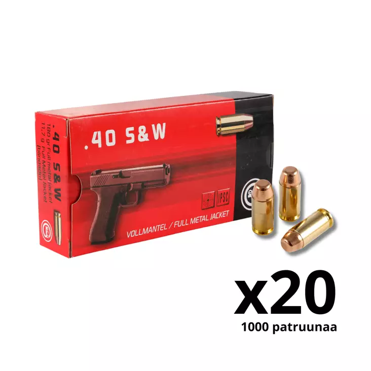 Geco 40 S&W FMJ Flat-Nose 11,7g pistoolipatruuna - Muut pistoolin ja revolverin patruunat - 4000294177125_1000 - 1