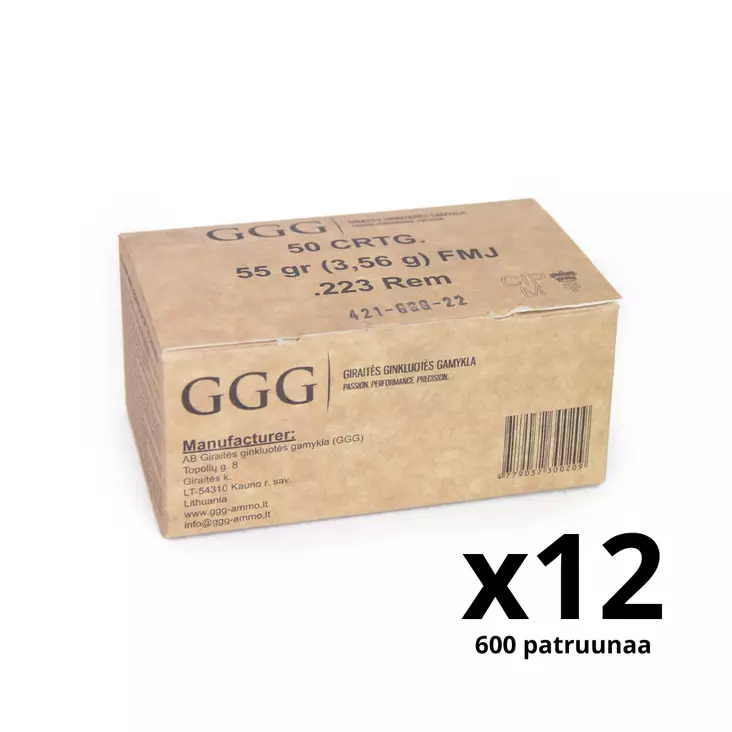 GGG .223 Rem. FMJ 3,56 g - .223 Remington kiväärinpatruunat - 4779032300209_600 - 1