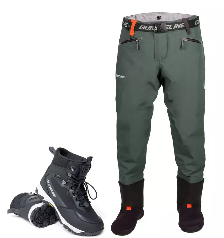 Guideline Laxa Waist kahluuhousut ja Guideline HD Vibram kahluukengät -kahluupaketti - Kahluuhousu + kenkä -tarjouspaketit - LaxawSGHD10 - 1