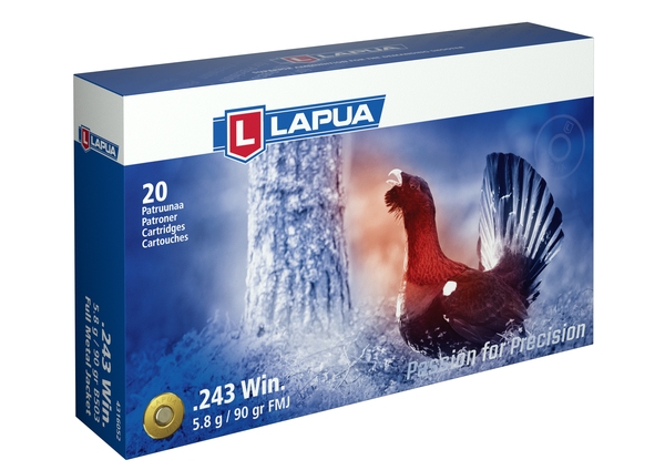 Lapua .243 Win. FMJ 5,8 g - .243 Winchester kiväärinpatruunat - 6418267102520 - 2