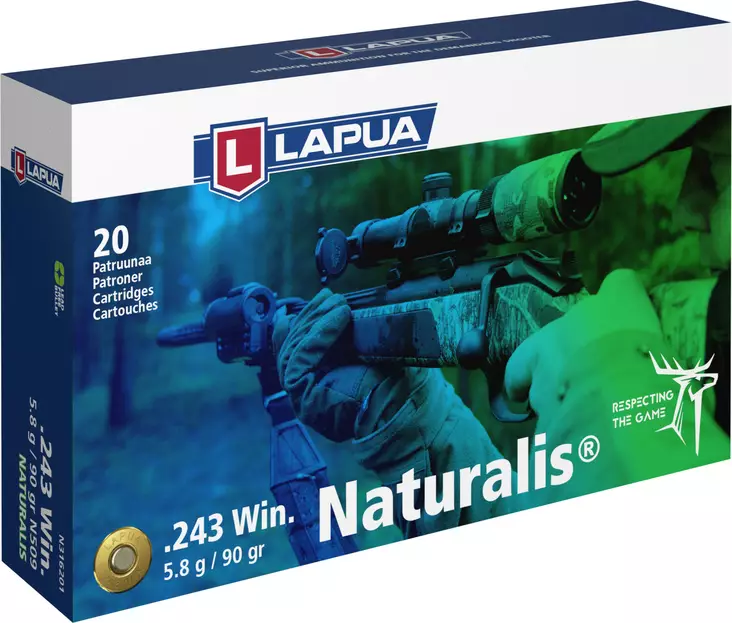 Lapua .243 Win. Naturalis 5,8 g - .243 Winchester kiväärinpatruunat - 6418267102810 - 1