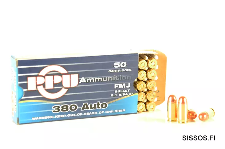 PPU .380 ACP FMJ 6,1g - Muut pistoolin ja revolverin patruunat - 8605003813040 - 1