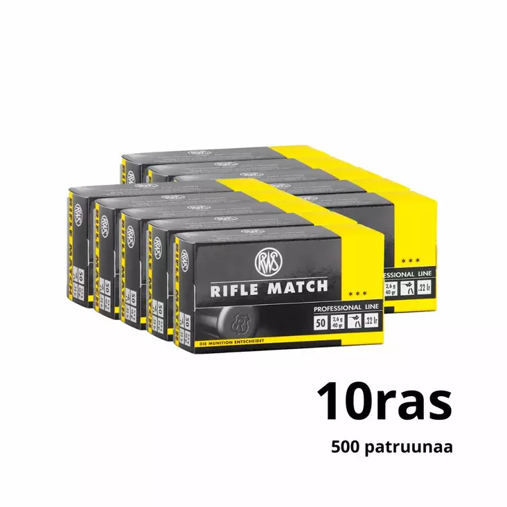 RWS Rifle Match LRN .22LR 500kpl - .22 LR pienoiskiväärinpatruunat - 4000294134227_500 - 1