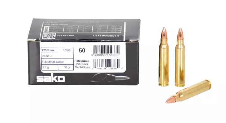 Sako .223 Rem. Range FMJ 3,2 g - .223 Remington kiväärinpatruunat - 6438053159330 - 1