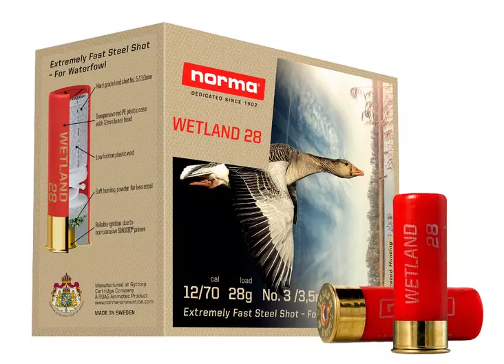 12/70 Norma Wetland 28g No 3 25 kpl - 12 cal. teräs haulikonpatruunat - 7393923321691 - 1