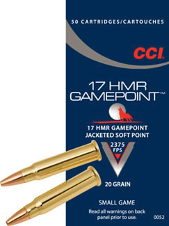 CCI .17 HMR 20gr Gamepoint JSP 50/ras - .17 HMR pienoiskiväärinpatruunat - 076683000521 - 1