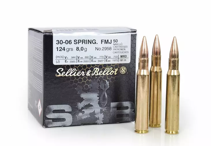 Sellier & Bellot 30-06 Sprg. NonSteel FMJ 8,0 g - .30-06 Springfield kiväärinpatruunat - 8590690340811 - 1