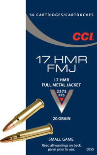 CCI .17 HMR 20gr FMJ 50/ras - .17 HMR pienoiskiväärinpatruunat - 076683000552 - 1