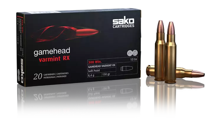Sako .308 Win. SP Gamehead Varmint RX 8,4 g - .308 Winchester kiväärinpatruunat - 6438053134832 - 1
