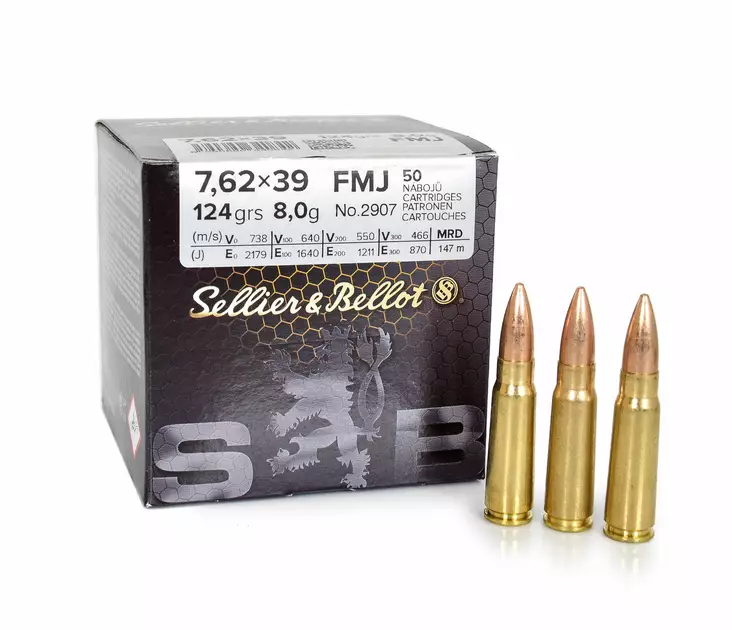 Sellier & Bellot 7,62x39 FMJ 8,0 g - 7,62x39 Kiväärinpatruunat - 8590690340842 - 2