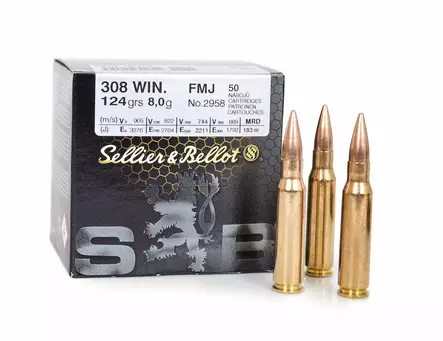 S&B .308 Win. FMJ 8,0 g - .308 Winchester kiväärinpatruunat - 8590690340804 - 2