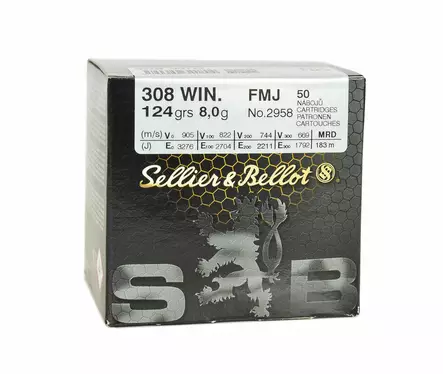 S&B .308 Win. FMJ 8,0 g - .308 Winchester kiväärinpatruunat - 8590690340804 - 3