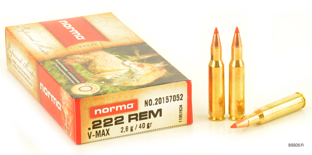 Norma .222 Rem. V-max 2,6 g - .222 Remington kiväärinpatruunat - 7393923157054 - 1