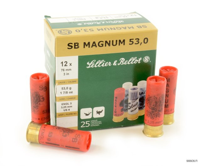 S&B 12/76 Magnum 53g 25kpl - 12/76 Lyijy haulikonpatruunat - 8590690106554 - 1