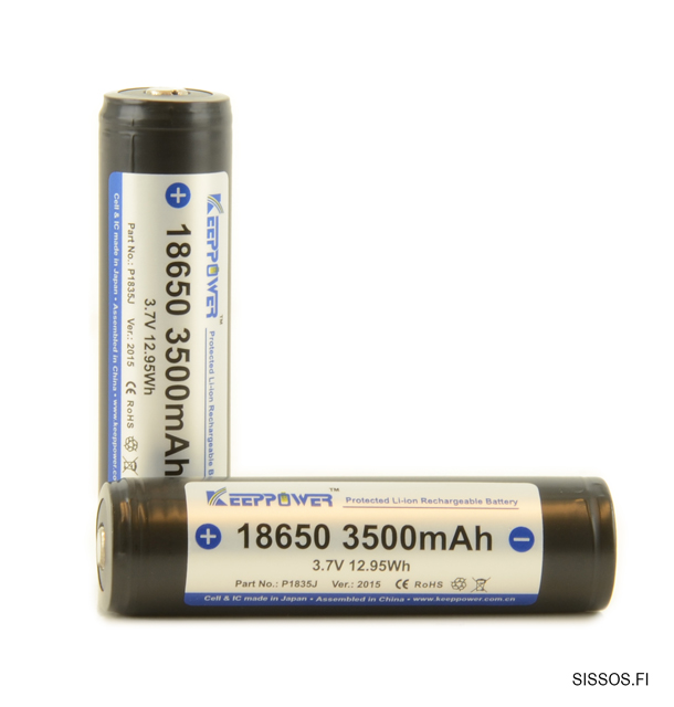 18650 Keeppower 3500mAh 3,7V Li-ion akku - Koiratutkien lisävarusteet - 6970906550234 - 1