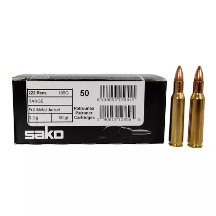 Sako Range .222 Rem. FMJ 3,2 g - .222 Remington kiväärinpatruunat - 6438053159545 - 1