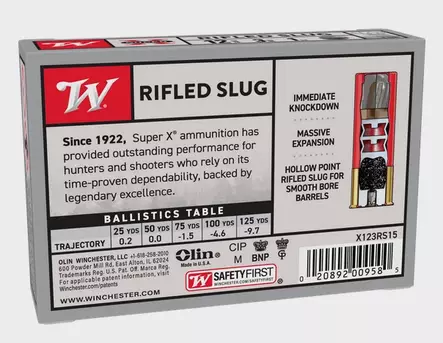 Winchester Super X Slug 12/76 28g Täyteinen - 12 cal. täyteiset haulikonpatruunat - 020892009585 - 3