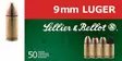 Sellier & Bellot 9 mm Luger Subsonic FMJ 9g - Pistoolinpatruunat 9mm - 8590690310555 - 2