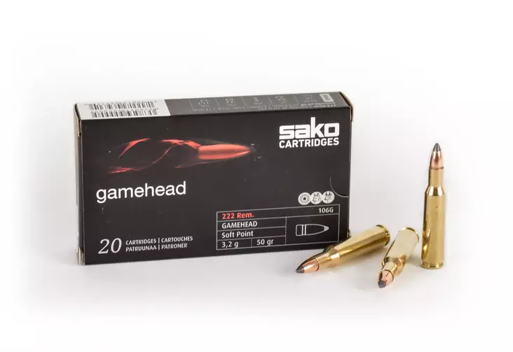 Sako .222 Rem. Soft Point Gamehead 3,2 g - .222 Remington kiväärinpatruunat - 6438053999905 - 1
