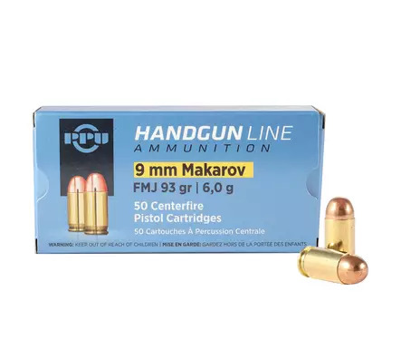 PPU 9 mm Makarov FMJ 6,0g 50 kpl - Muut pistoolin ja revolverin patruunat - 8605003813286 - 1