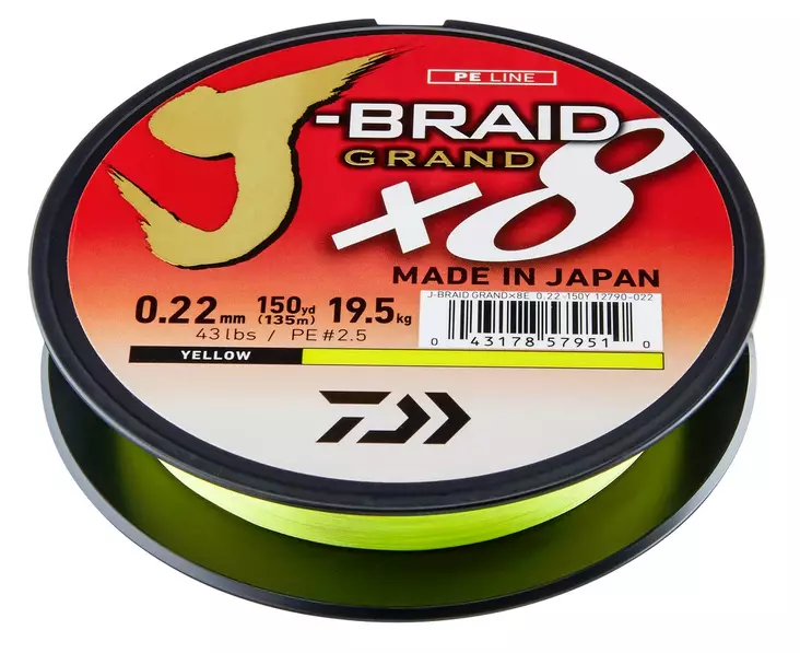 Daiwa J-Braid Grand X8 kuitusiima 135m (keltainen) - Monikuitu - 043178579466 - 1