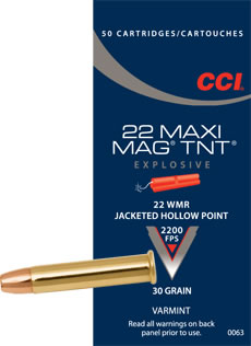 CCI .22 WMR Maxi-Mag TNT JHP 50ptr - Muut pienoiskiväärinpatruunat - 076683000637 - 1