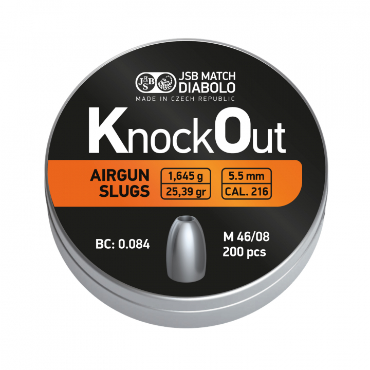 JSB Knock Out Slugs 5,5mm/.22 1,645g - 5,5 mm luodit - 8594180451117 - 1