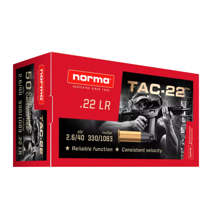 Norma Tac-22 50ptr .22 lr LRN 2,6g - .22 LR pienoiskiväärinpatruunat - 4000294250927 - 2
