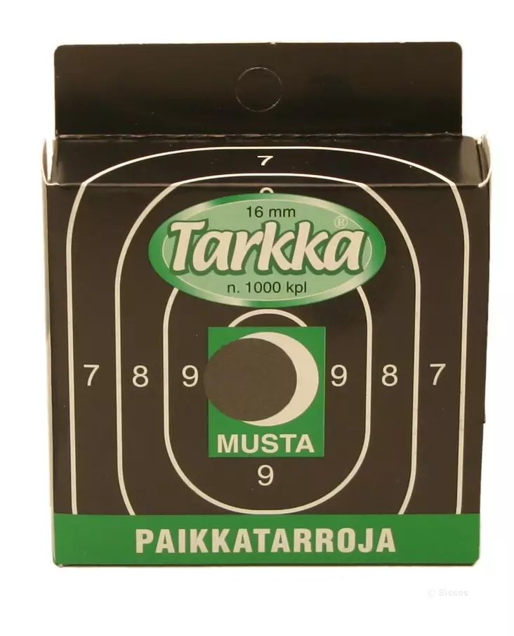 Paikkatarra 16 mm musta, 1000kpl ras - Paikkatarrat - 6410362412207 - 1