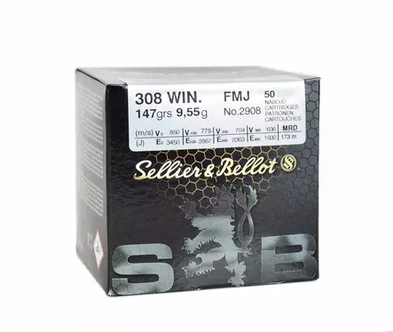 Sellier & Bellot .308 Win. NonSteel FMJ 9,55 g - .308 Winchester kiväärinpatruunat - 8590690331598 - 3