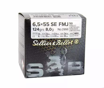 Sellier & Bellot 6,5x55 SE FMJ 8,0 g - 6,5x55SE kiväärinpatruunat - 8590690340828 - 3