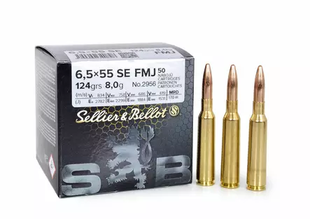 Sellier & Bellot 6,5x55 SE FMJ 8,0 g - 6,5x55SE kiväärinpatruunat - 8590690340828 - 2