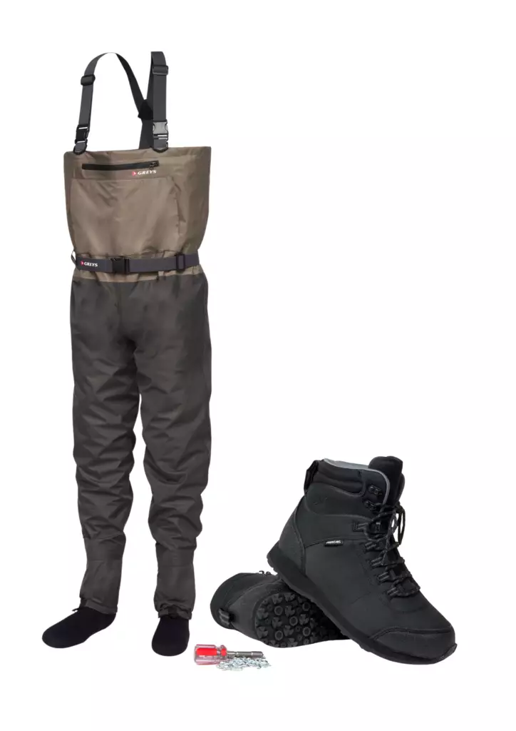 Greys Tail kahluuhousut ja Guideline Kaitum kahluukengät -kahluupaketti - Kahluuhousu + kenkä -tarjouspaketit - TaiMKait8 - 1