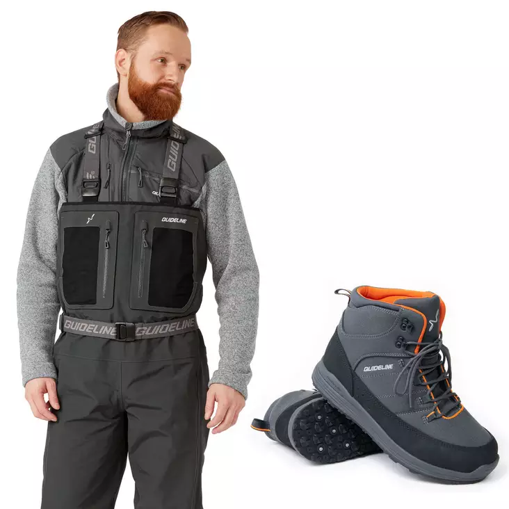 Guideline Laxa 2.0 kahluuhousut + Guideline Laxa 3.0 Traction kahluukengät -kahluupaketti - Kahluuhousu + kenkä -tarjouspaketit - LaxaSLaxa3T8 - 1