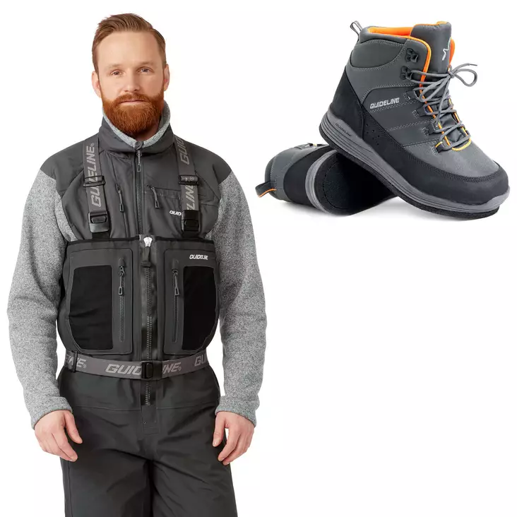 Guideline Laxa 2.0 Zip kahluuhousut + Guideline Laxa 3.0 Huopa kahluukengät -kahluupaketti - Kahluuhousu + kenkä -tarjouspaketit - LaxZSLax3H8 - 1