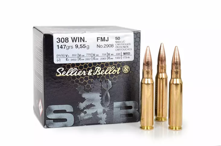 Sellier & Bellot .308 Win. NonSteel FMJ 9,55 g - .308 Winchester kiväärinpatruunat - 8590690331598 - 2