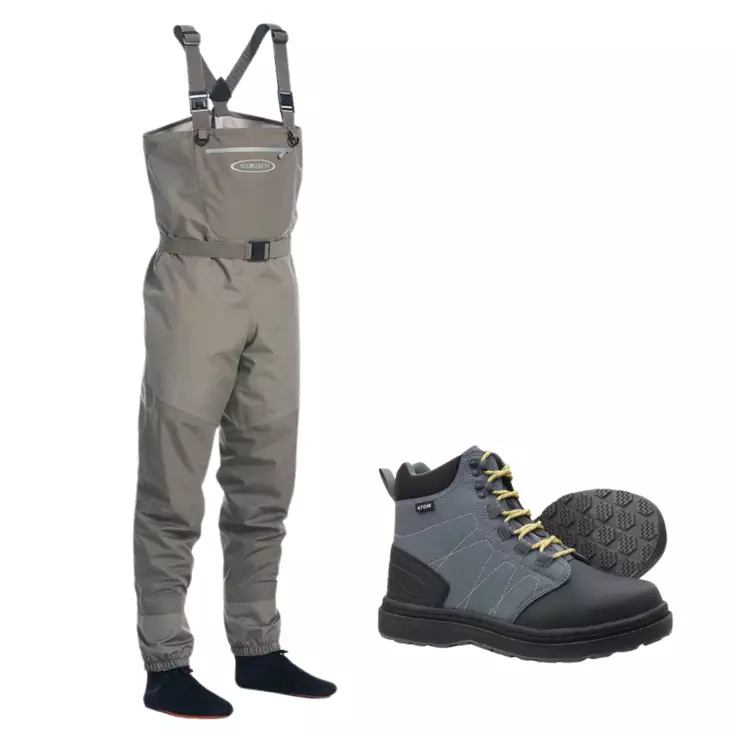 Vision Atom kahluuhousut ja Vision Atom Gummi 2.0 kahluukengät -kahluupaketti - Kahluuhousu + kenkä -tarjouspaketit - AtoMAtoG8 - 1