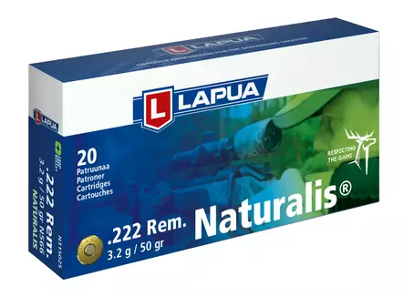 Lapua .222 Rem. Naturalis 3,2 g - .222 Remington kiväärinpatruunat - 6418267103589 - 1