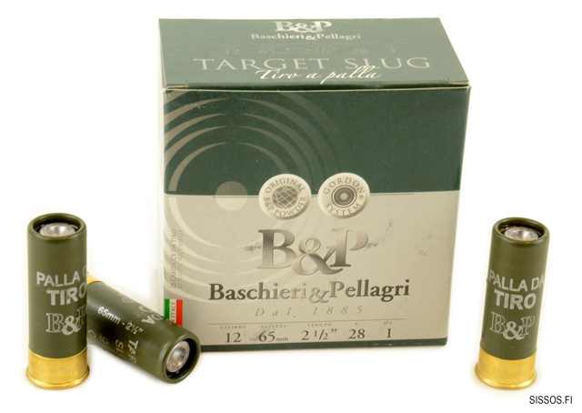 B&P Target Slug 28g 12/65 - 12 cal. täyteiset haulikonpatruunat - 8033109432689 - 1