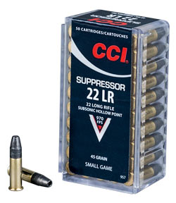 CCI .22 LR Supressor HP 2,92g 296m/s - .22 LR pienoiskiväärinpatruunat - 076683009579 - 1