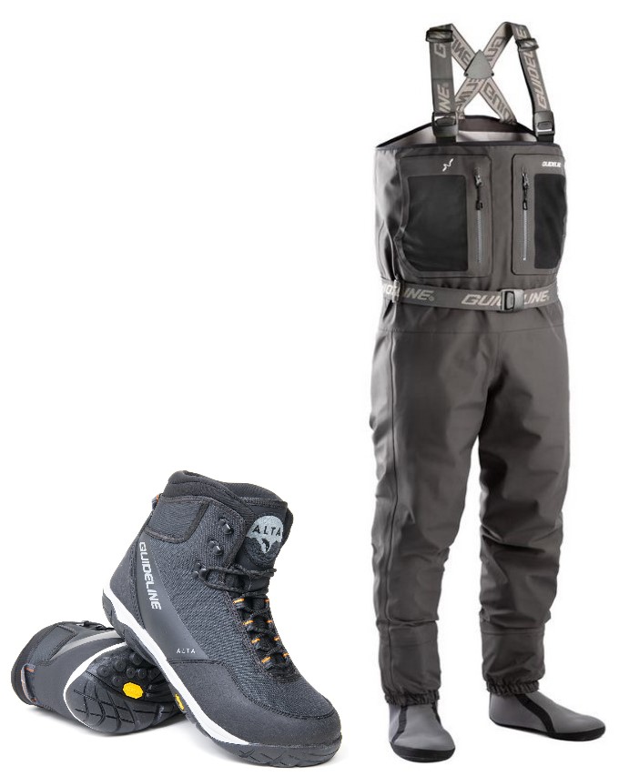 Guideline Laxa 2.0 kahluuhousut ja Guideline Alta NGx Vibram kahluukengät -kahluupaketti - Kahluuhousu + kenkä -tarjouspaketit - LaxaMAltaV9 - 1