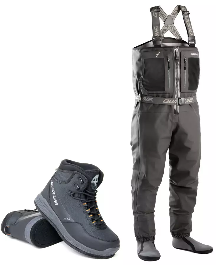 Guideline Laxa Zip kahluuhousut ja Guideline Alta NGx Huopa kahluukengät -kahluupaketti - Kahluuhousu + kenkä -tarjouspaketit - LaxaZSAltaH9 - 1