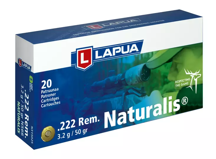 Lapua .222 Rem. Naturalis 3,2 g - .222 Remington kiväärinpatruunat - 6418267103589 - 1