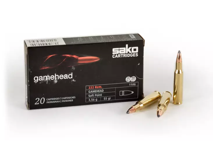 Sako .222 Rem. Soft Point 110G Gamehead 3,56 g - .222 Remington kiväärinpatruunat - 6438053999899 - 1